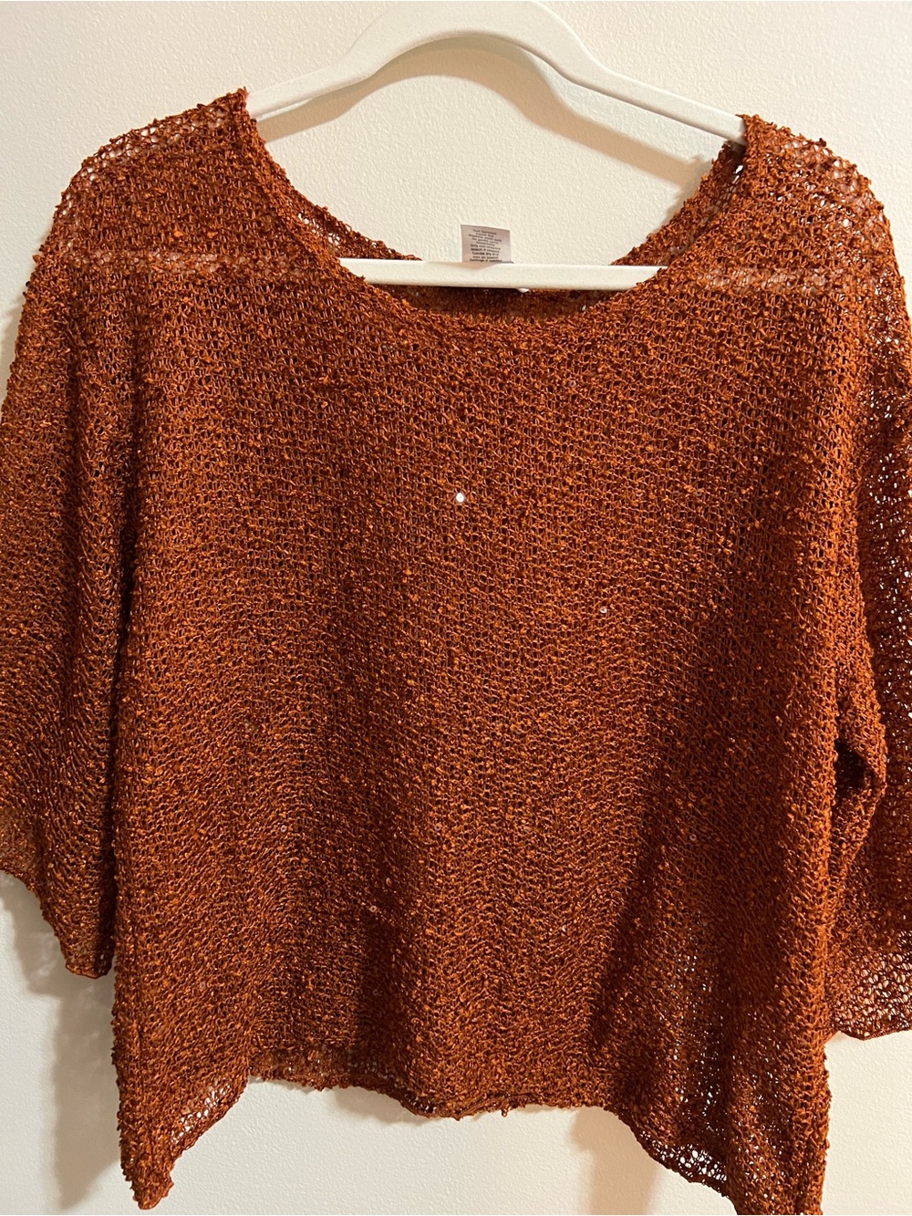 NorthStyle Open-Weave Burnt Orange Knit Top